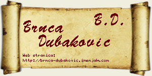 Brnča Dubaković vizit kartica
